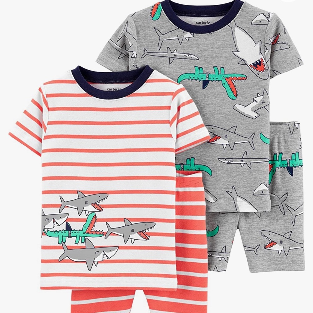 Carter's Boy’s 4-Piece Snug Fit Cotton PJs - Shorts and Shortsleeved Tops